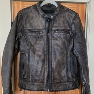 Women's Milwaukee Leather distressed Brown/black Motorcycle Jacket